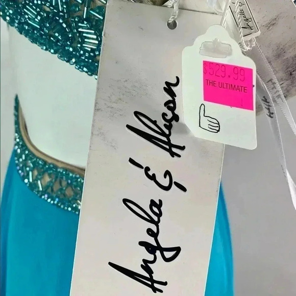 Angela & Allison Size 4 Sky Blue Beaded Floor Length Formal Gown Pageant 61146 - Picture 5 of 9